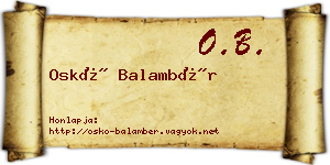Oskó Balambér névjegykártya